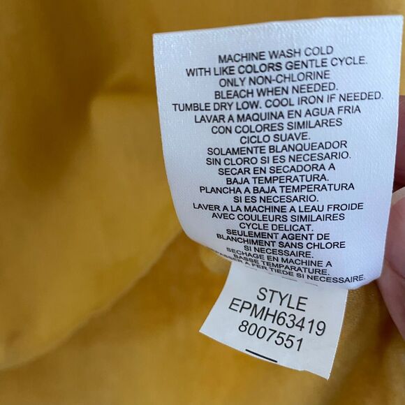 Ellen Tracy Tunic Top Size M‎ 100% Linen Roll Tab Sleeve Yellow - Picture 10 of 10